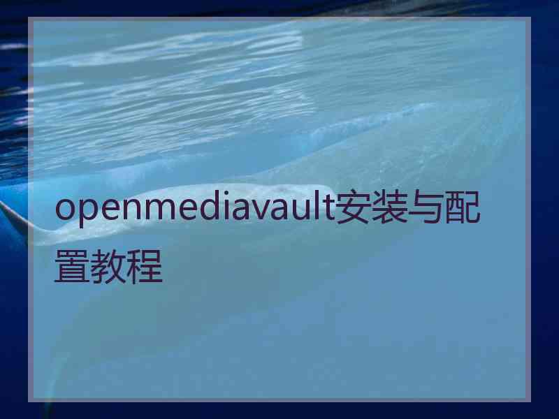 openmediavault安装与配置教程