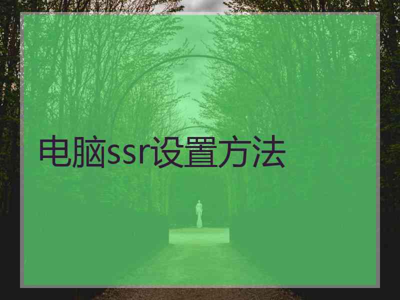 电脑ssr设置方法