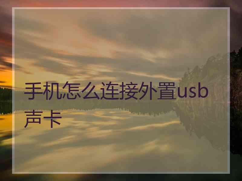 手机怎么连接外置usb声卡