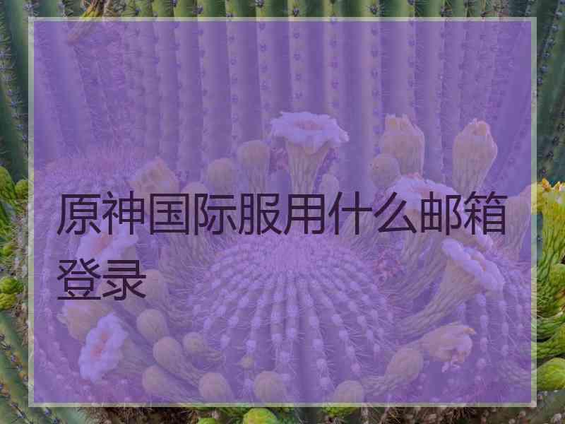 原神国际服用什么邮箱登录