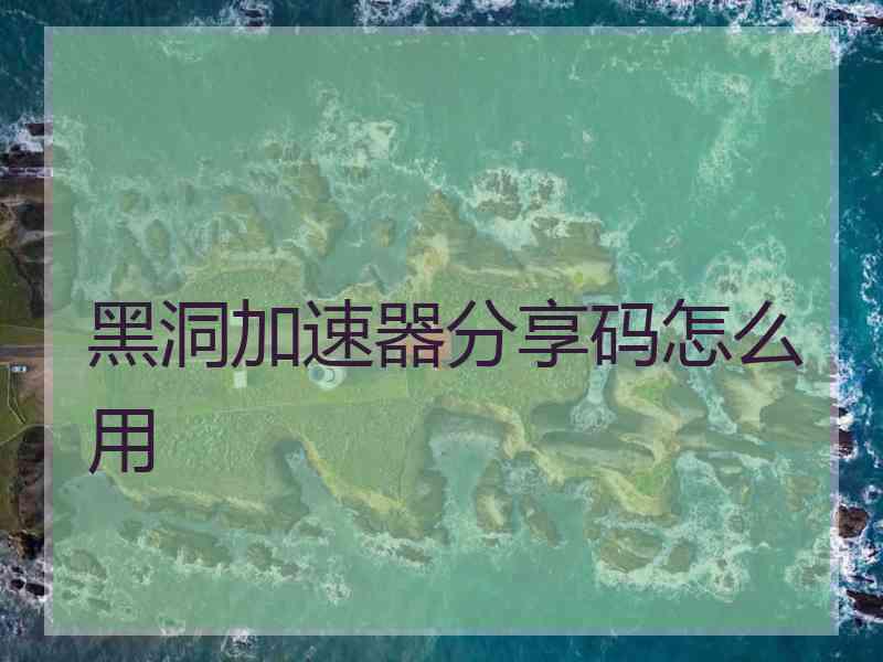 黑洞加速器分享码怎么用