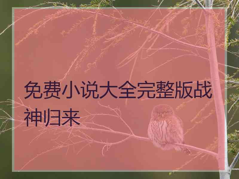 免费小说大全完整版战神归来