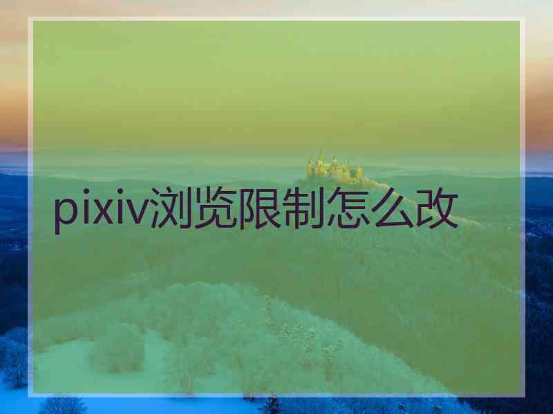 pixiv浏览限制怎么改