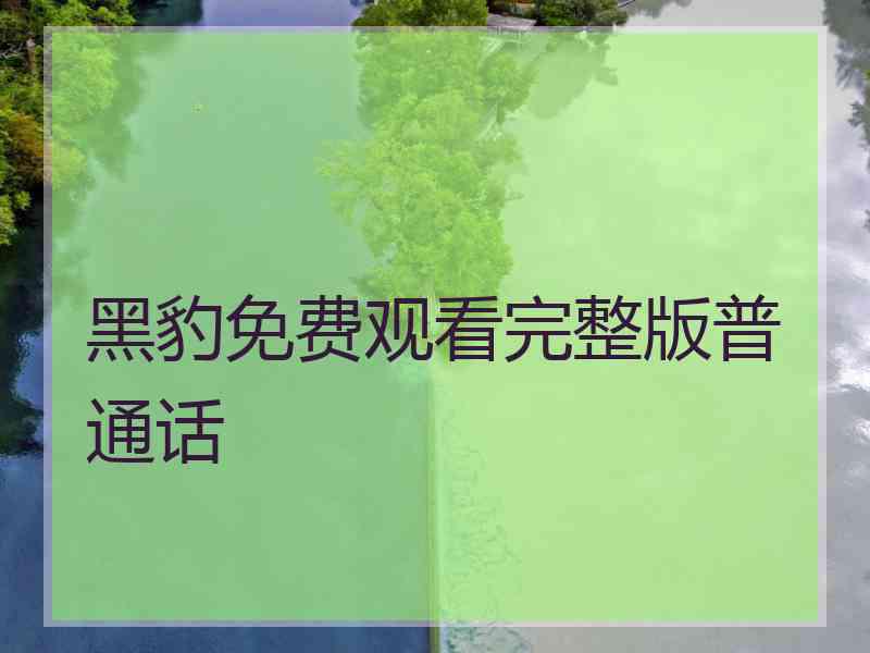 黑豹免费观看完整版普通话