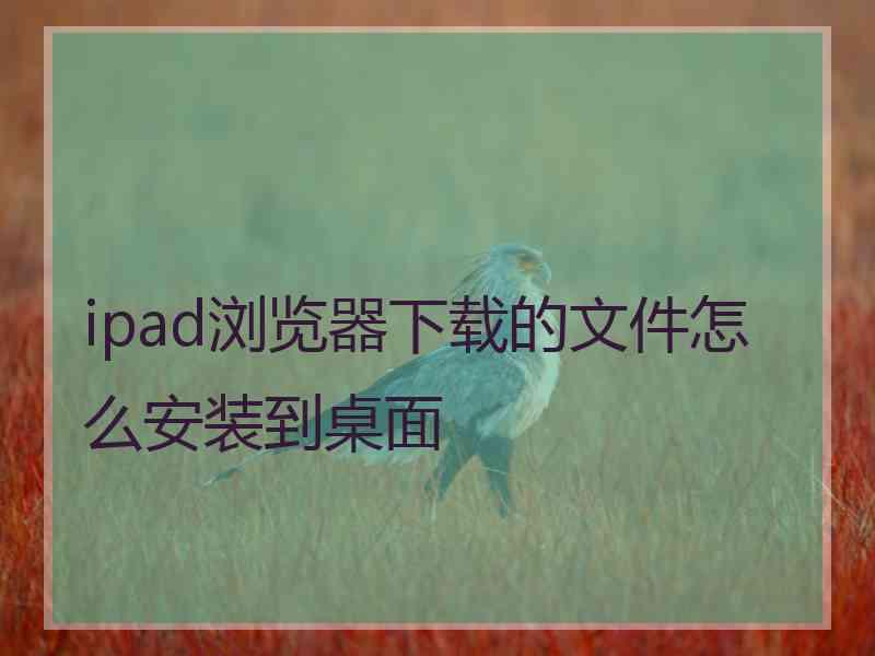 ipad浏览器下载的文件怎么安装到桌面