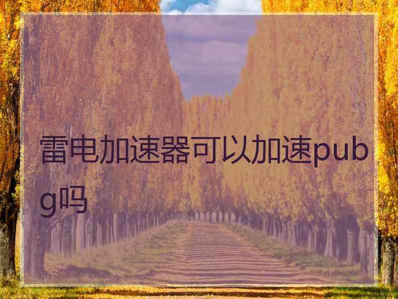 雷电加速器可以加速pubg吗